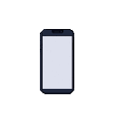 A pixel art smartphone with a bright white screen against a transparent background.