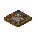 A walled town with a town hall, church, shops, adventurer's guild, tavern, and houses.