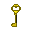 A solitary, ornate golden key with a heart-shaped bow floats against a black background.