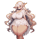 Pixel Art: very long flowing blonde hair, soft and silky, sparkling sta...