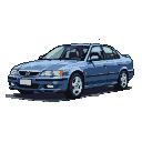 A blue 1999 Opel Vectra sedan in side profile on a black background.