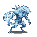Humanoid wind elemental with swirling blue energy body, reptilian head, and glowing purple eyes, with a wind vortex emanating from its left arm.