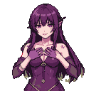 Pixel Art: a succubus anime girl holding her chest