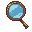 Magnifying glass with a warm brown wooden handle and frame, and a clear light blue lens.