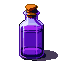 A glass vial with a rough orange cork stopper containing translucent purple liquid, casting a faint shadow.