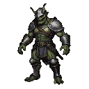 Menacing knight ghoul in tarnished segmented armor and a horned helmet, standing in a battle-ready pose.