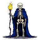 Skeleton with Blue Cloak & Yellow Flame Torch