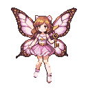 Pixie with golden key, butterfly wings, and pink dress.