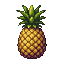 A pineapple with a diamond-patterned body and a crown of green leaves.