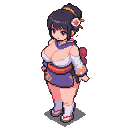 Pixel Art: Head to toe Japanese Girl with large breasts and very large ...