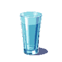 A tall glass filled with blue liquid on a transparent background.