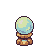 A mystical crystal ball with pale blue and green shimmering light, resting on an ornate wooden stand.