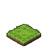 Isometric grass tile with exposed brown earth edges.