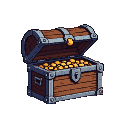 Open treasure chest overflowing with golden coins.
