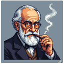 Distinguished gentleman with white beard and gray hair, wearing a suit and tie, holding a cigar to his lips with smoke rising.