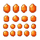 Vibrant orange gemstones in various shapes on a black background.
