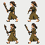 Female jungle shaman with dark hair, wearing an earthy-toned tunic and holding a wooden staff.