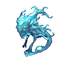 A water elemental with a swirling blue and aqua vortex body and sharp, angular head with glowing yellow eyes.