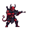 Demonic Soldier: Red Demon with Assault Rifle