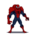 Spider-Man in a Venom-influenced, hulking form, with dark tendrils subtly integrated into his red and blue suit.
