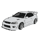 White Nissan Skyline GT-R R35 sports car, three-quarter front view, against a black background.