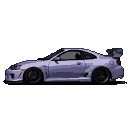 Lavender Nissan Skyline GTR in side profile, rendered in chunky 16-bit pixels.