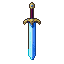 Ethereal ice sword with a shimmering blue and white blade, a golden crossguard, and a burgundy hilt with a sapphire gem.