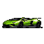 Lime green Lamborghini Veneno V12 in profile, with dark accents and a retro pixel art style.
