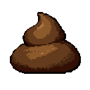 A pile of brown, pixelated excrement with a coiled shape rising from the center.