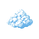 Fluffy cumulus cloud with soft, rounded edges, transitioning from bright white to light blue.