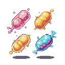 Four colorful, glowing, pill-shaped gametes with internal structures and unique surface details floating in a void.