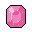 A faceted pink gem with shimmering highlights on a black background.