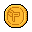 Golden coin with a stylized "P" symbol and textured pattern on a black background.