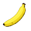 A yellow banana with subtle shading on a black background.