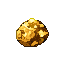 A rough, irregular lump of golden ore with warm yellow and deep brown pixelated texture.