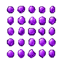 A grid of faceted purple gemstones with subtle highlights and shadows.