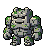 A moss-covered stone golem with blocky grey limbs and pixelated dark eyes and mouth.